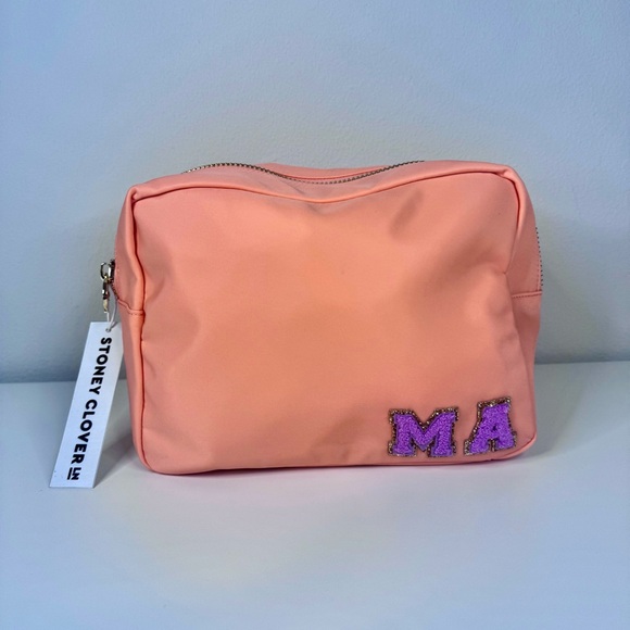 NWT Stoney Clover Lane Peach Classic Large Pouch & M A Letters Travel Bag - Picture 2 of 8